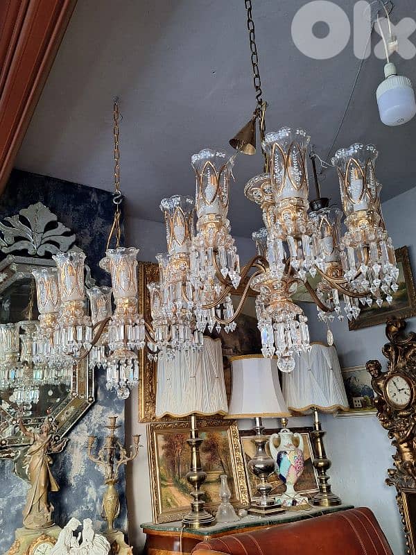 pair of czech bohemian crystal and bronze chandeliers 6