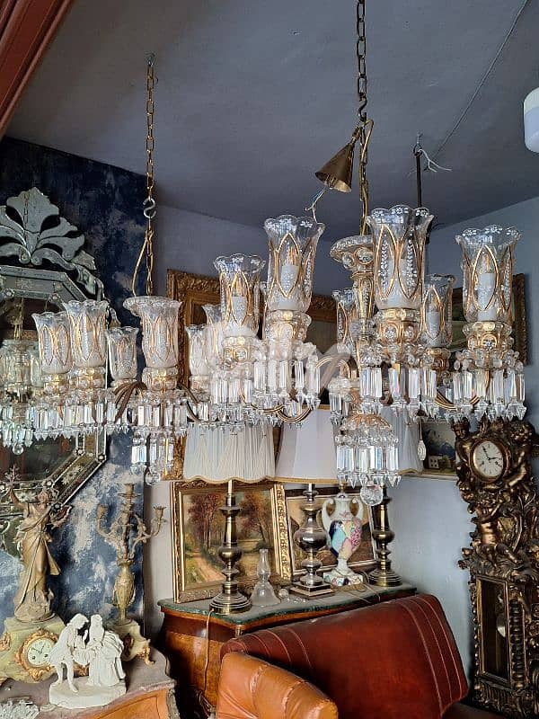 pair of czech bohemian crystal and bronze chandeliers 7