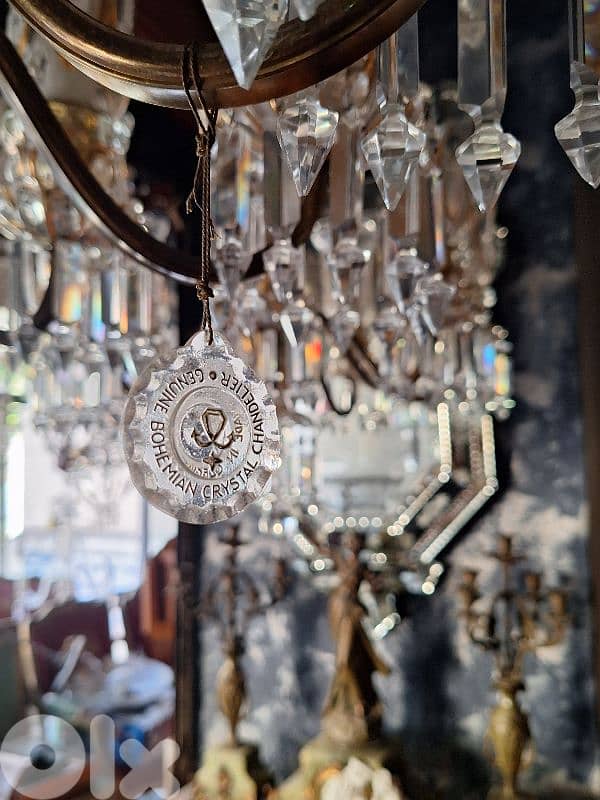pair of czech bohemian crystal and bronze chandeliers 9
