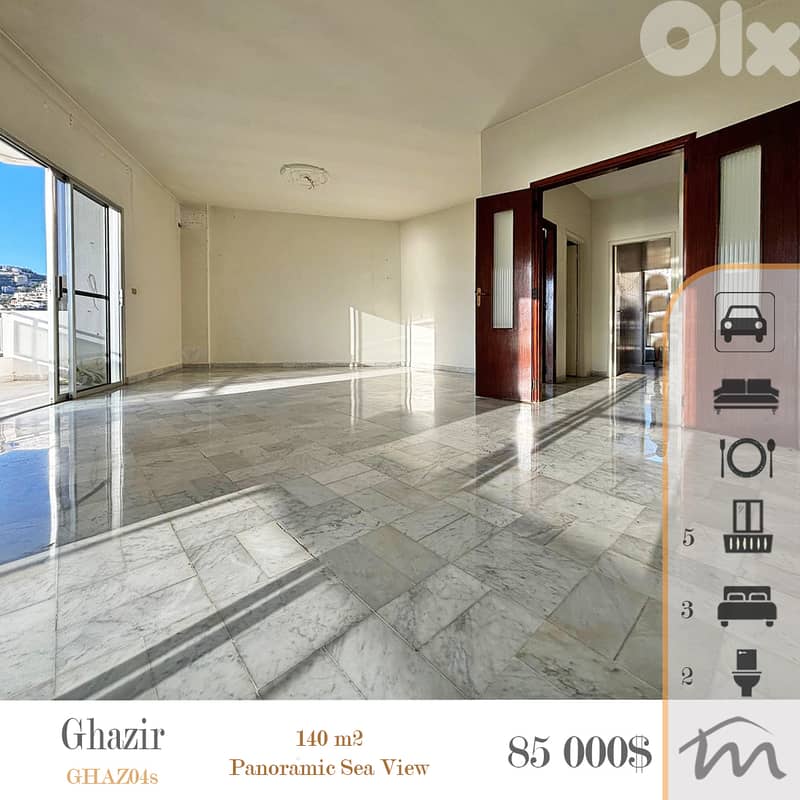 Ghazir | 607$/m² | 3 Bedrooms | 5 Balconies | Well-Maintained Building 0