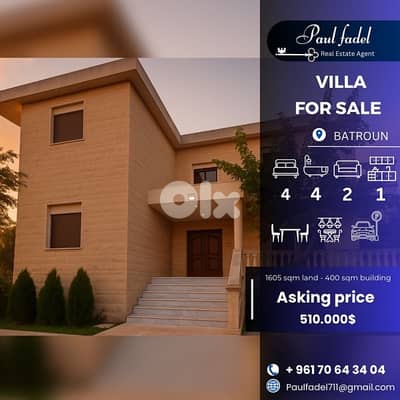 villa for sale located Batroûn !!