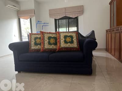 2 navy sofas