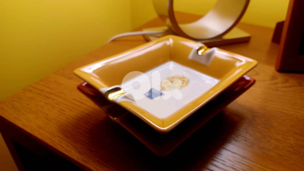 Set of 2 Elegant Vintage Porcelain Trays with Gold Edge 3