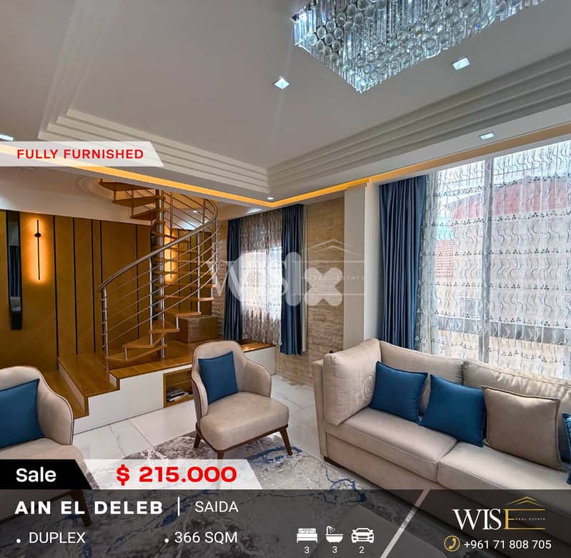 High-End 366 SQM Furnished Duplex for SALE in Krayye – Ain El Delb 0
