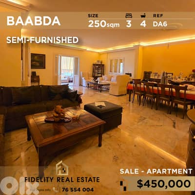 Apartment for sale in Baabda DA6 شقة للبيع في بعبدا