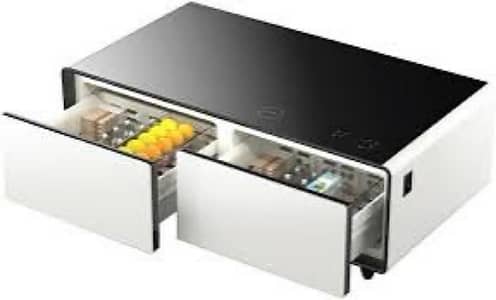 EcoChill Smart Coffee Table + BT Speaker + Wireless Charger + Fridge