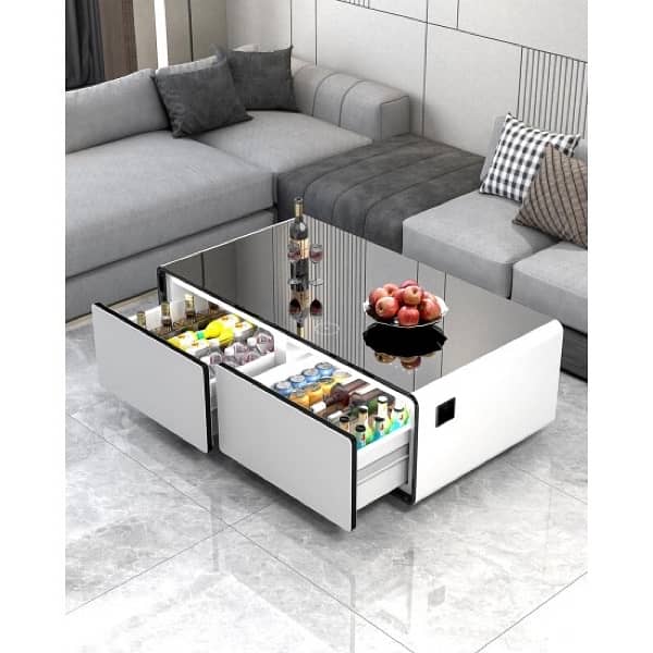 EcoChill Smart Coffee Table + BT Speaker + Wireless Charger + Fridge 1