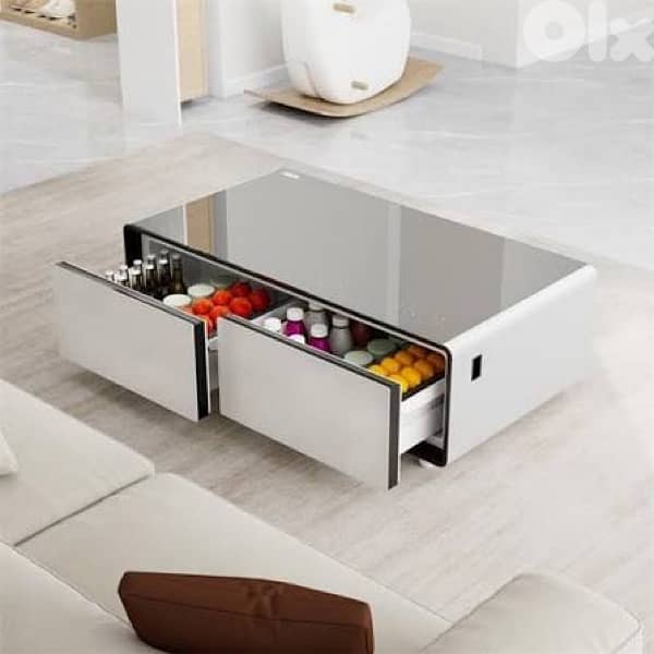 EcoChill Smart Coffee Table + BT Speaker + Wireless Charger + Fridge 2