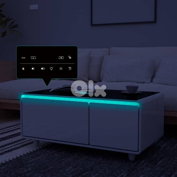 EcoChill Smart Coffee Table + BT Speaker + Wireless Charger + Fridge 3