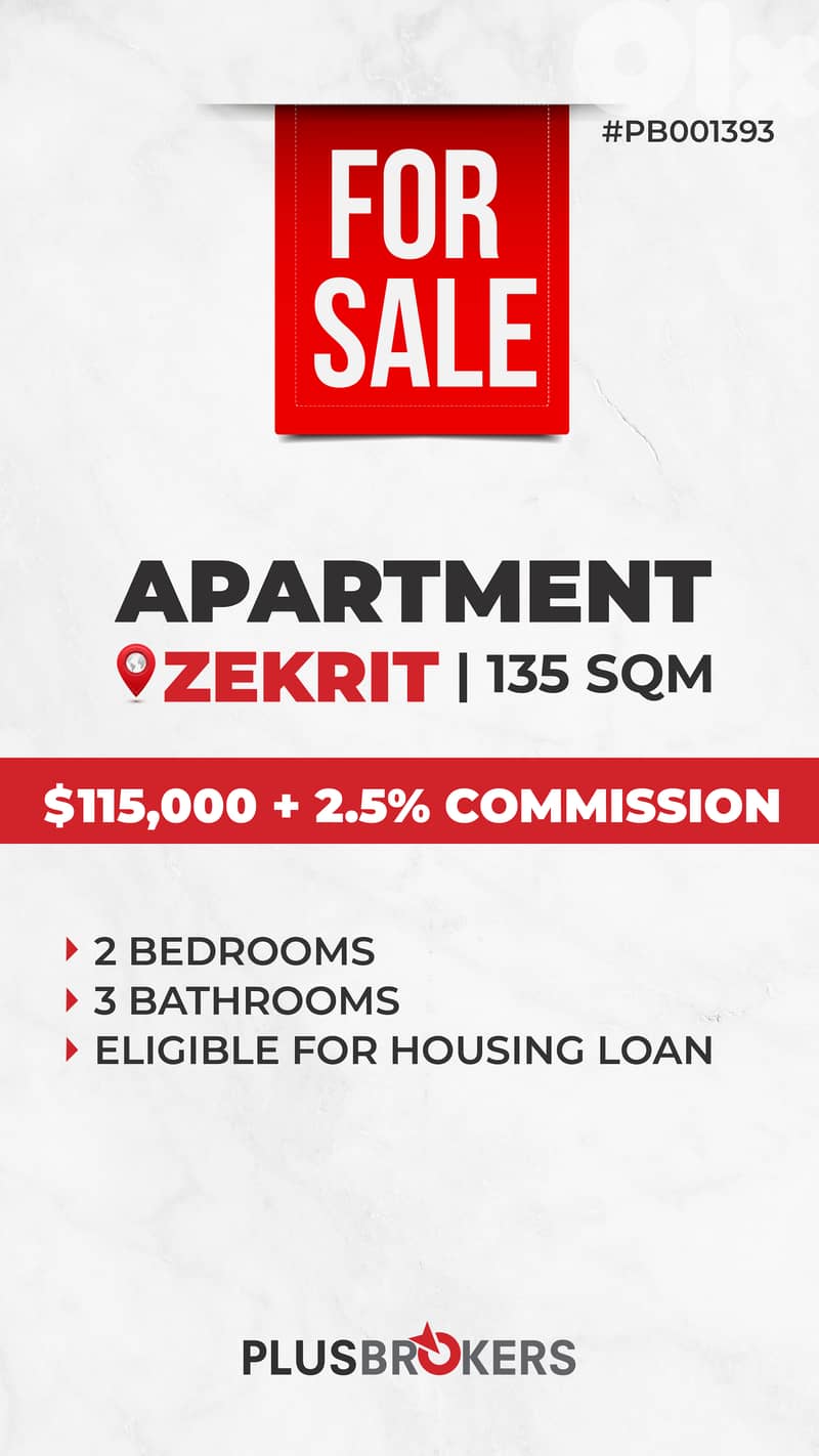 Apartment for sale in Zikrit 0