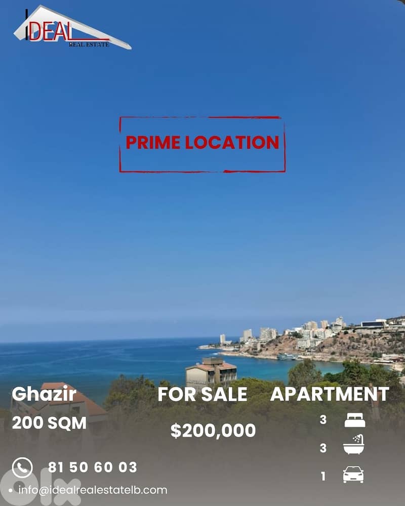 Apartment for sale in Ghazir Keserouan شقة للبيع في غزير كسروان 0