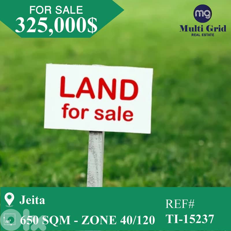TI-15237 / Land for Sale in Jeita, أرض للبيع في جعيتا 0