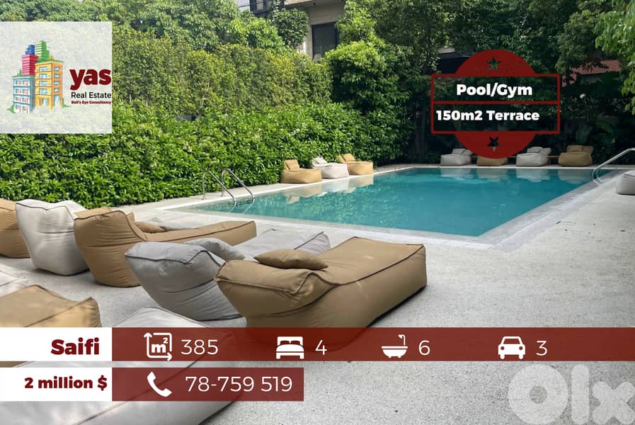 Saifi 385m2 | 150m2 terrace | Pool/Gym | Ultra Prime Location | PA 0