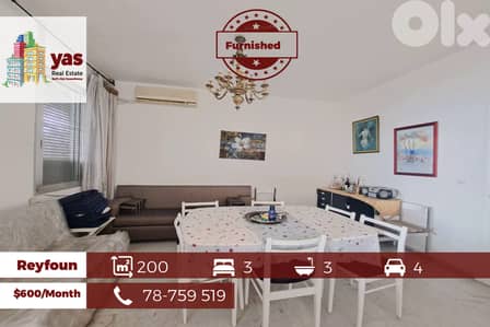 Reyfoun 200m2 | Fully Furnished | Mint Condition | Rent |