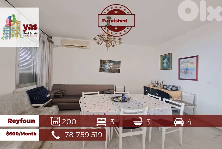 Reyfoun 200m2 | Fully Furnished | Mint Condition | Rent | 0