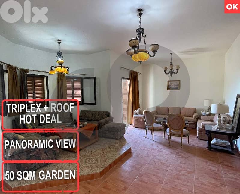 distinctive Triplex, garden, terrace, aley, sawfar/صوفر  REF#OK127748 0