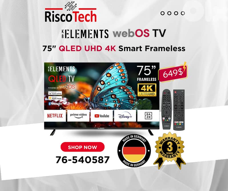 German WebOs Qled TV - UHD - 4K Smart 32” 43” 50” 55” 65” 70” 85”Inch 2