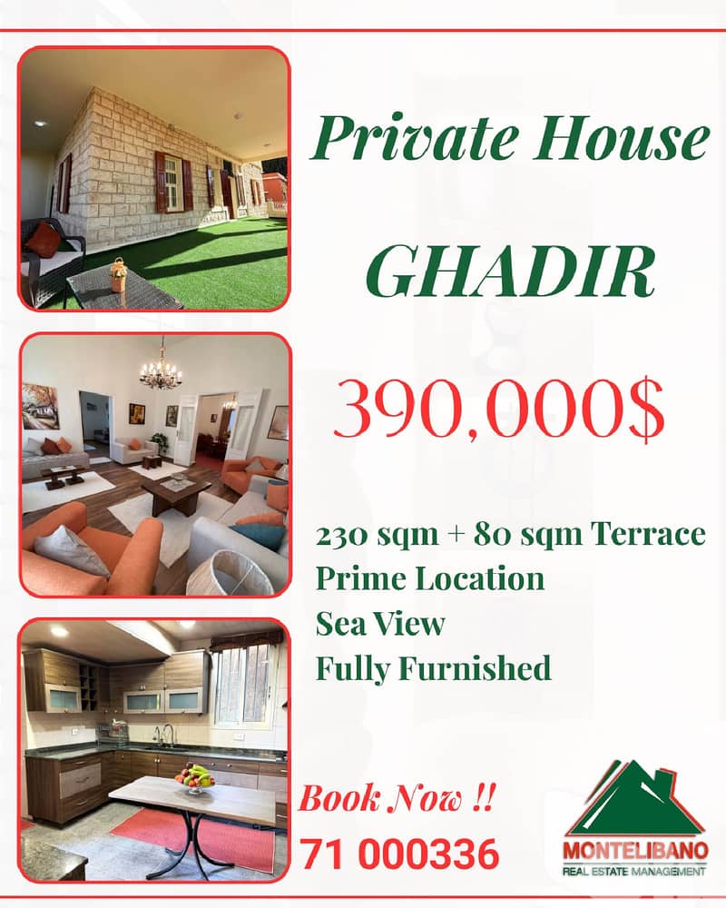 230 sqm Apartment For Sale in Ghadir with 80 sqm Terrace with Sea View 0