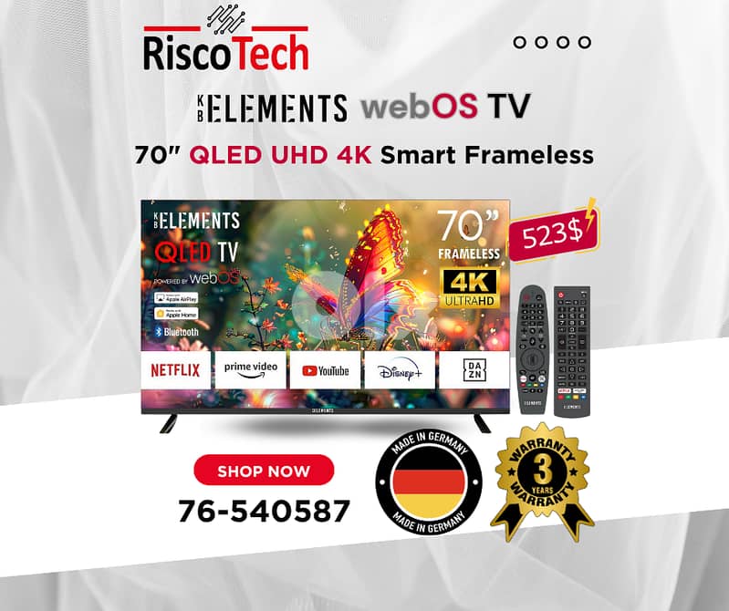 KB Elements Qled WebOS 70″ Inch TV-UHD 4K Smart | تلفزيون 70 إنش 0