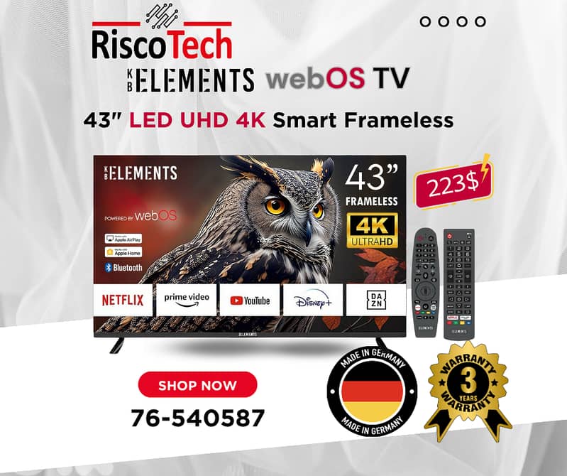 KB Elements Led WebOS 43″ Inch TV-UHD 4K Smart | تلفزيون 43 إنش 0