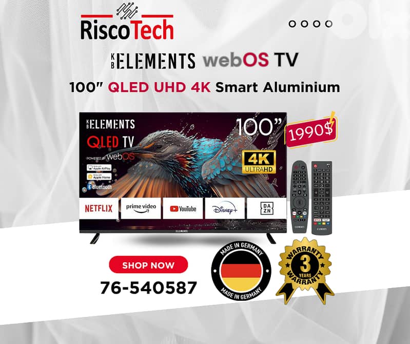 KB Elements Qled WebOS 100″ Inch TV-UHD 4K Smart | تلفزيون 100 إنش 0