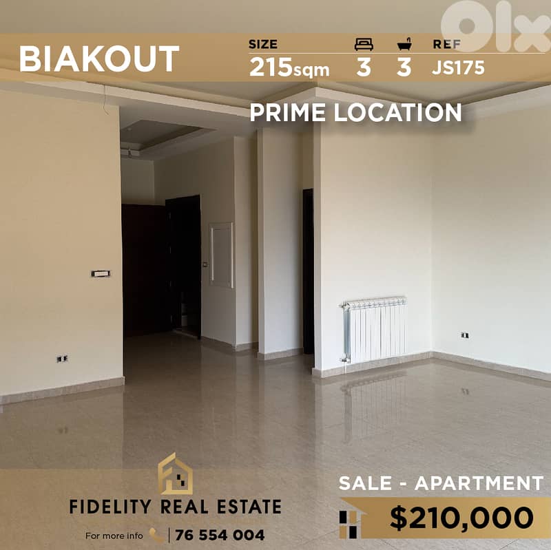 Apartment for sale in Biakout JS175 شقة للبيع في بياقوت 0