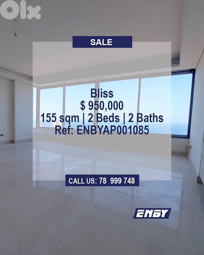 Apartment for Sale in Bliss |  Open Sea View | 2 min Walk to AUB 0
