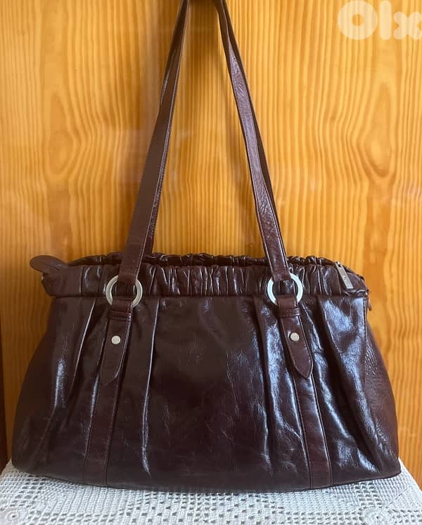 Bel Sac Brown Genuine Leather Everyday Work Tote Bag 0