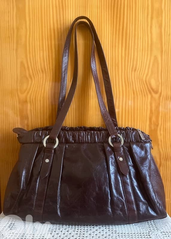 Bel Sac Brown Genuine Leather Everyday Work Tote Bag 1