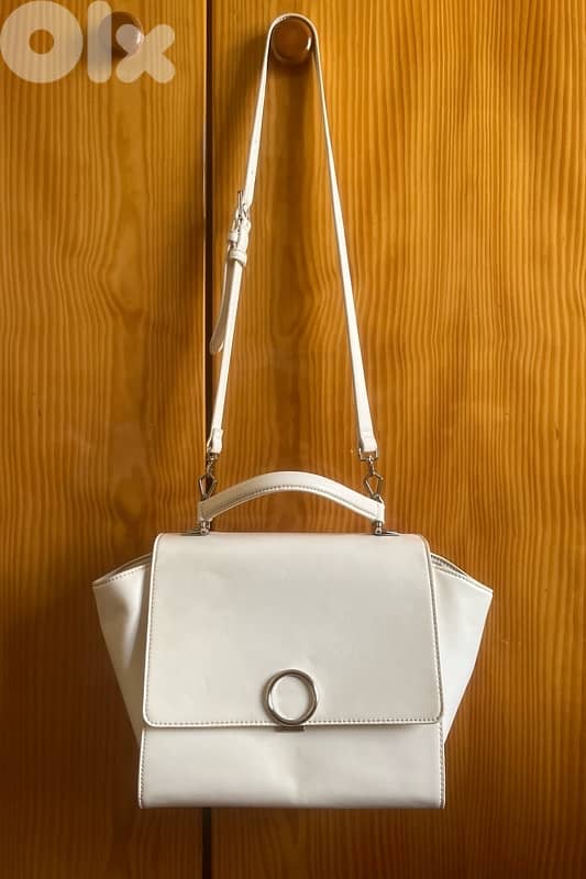 Charles & Keith White Trapeze Crossbody Bag 8