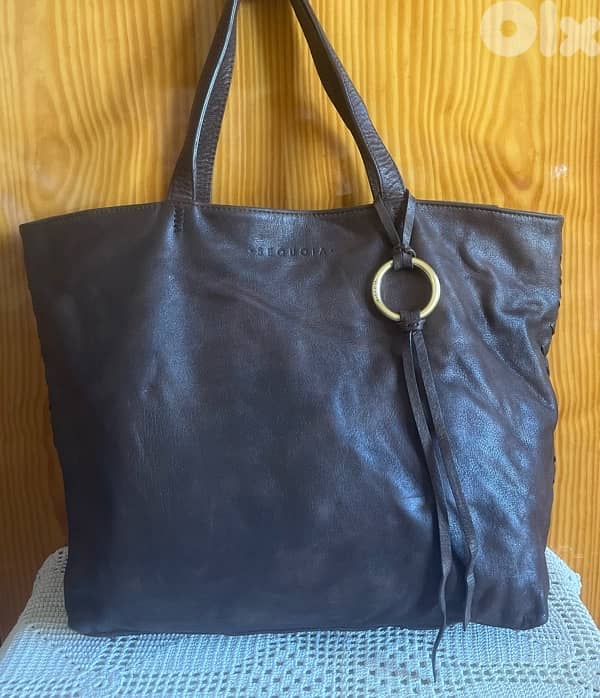 SEQUOIA Genuine Leather Brown Satchel 0