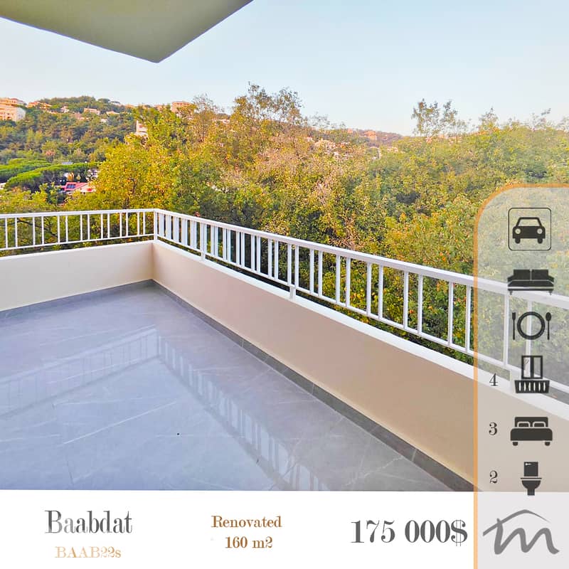 Baabdat | 3 Bedrooms Apartment | 4 Balconies | Open Mountain View 0