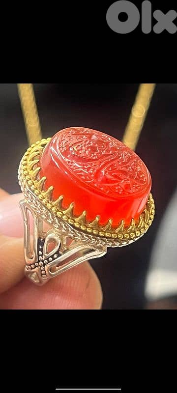 Silver Agate Ring | خاتم فضة عقيق مشمشي 0
