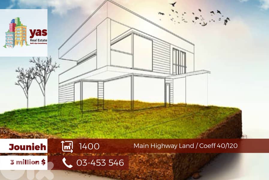 Jounieh Autrostrade Towards Beirut 1400m2 | Investment Land | GA | 0