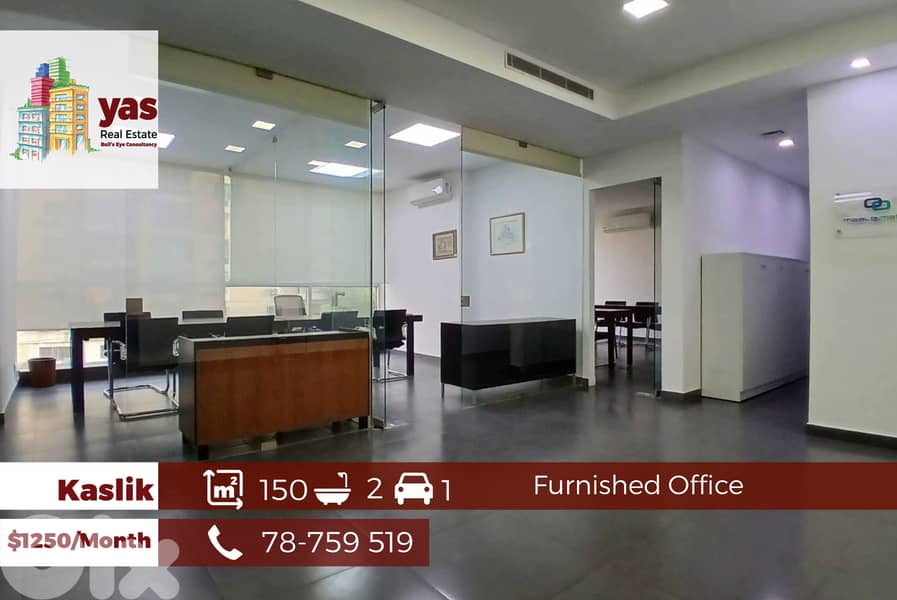 kaslik 150m2 | Furnished Office | Rent | Prime Location | IV/EH 0