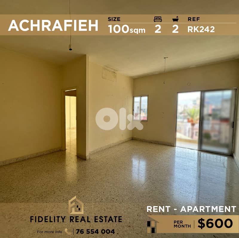 Apartment for rent in Achrafieh RK242 شقة  للإيجار في الأشرفية، 0