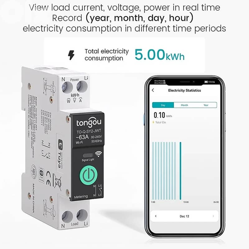 Tuya WiFi Smart Circuit Breaker Energy Meter 3