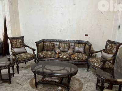 طقم كنبايات حفر خشب زان ست قطع وطقم طاولات