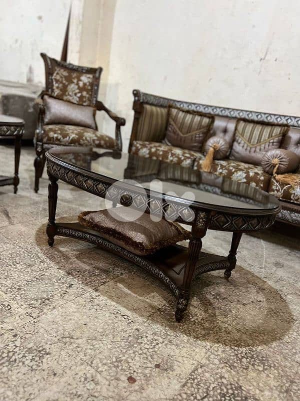 طقم كنبايات حفر خشب زان ست قطع وطقم طاولات 2