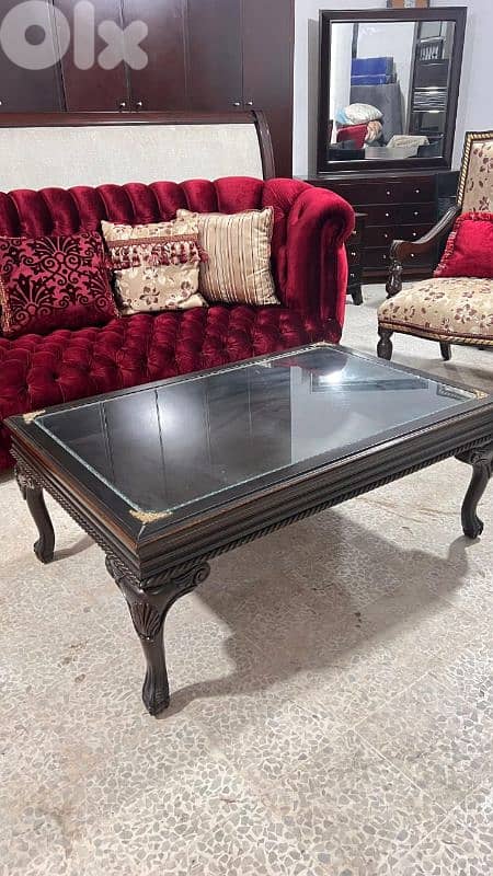 طقم كنبايات خشب زان خمس قطع وطاولة 8