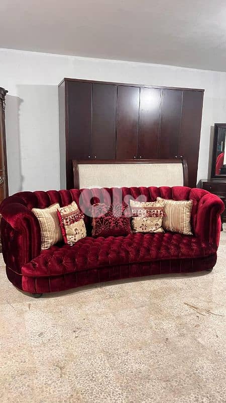 طقم كنبايات خشب زان خمس قطع وطاولة 9