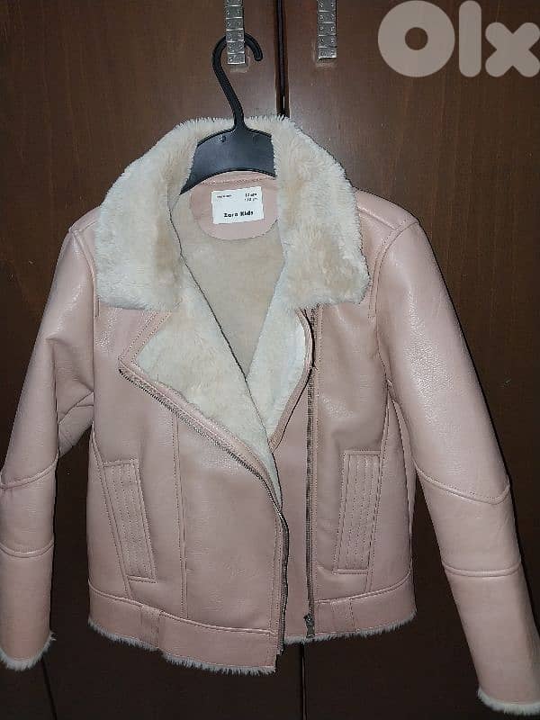 Zara leather girl jacket size 10 0