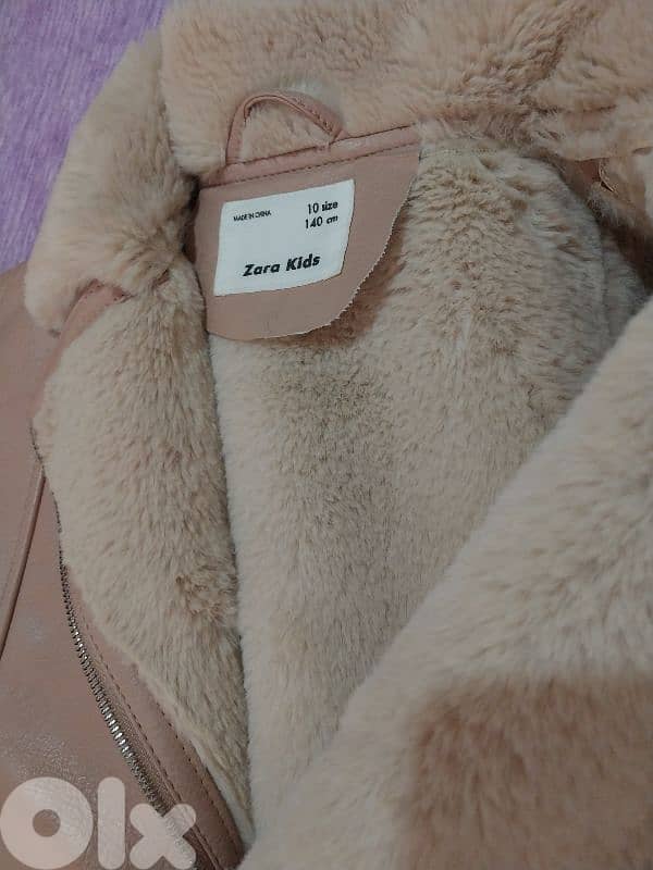 Zara leather girl jacket size 10 2