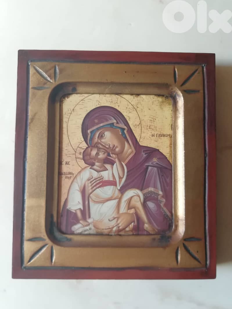 Jesus & Mary Greek Orthodox Byzantine icon reproduction 16*14cm 0