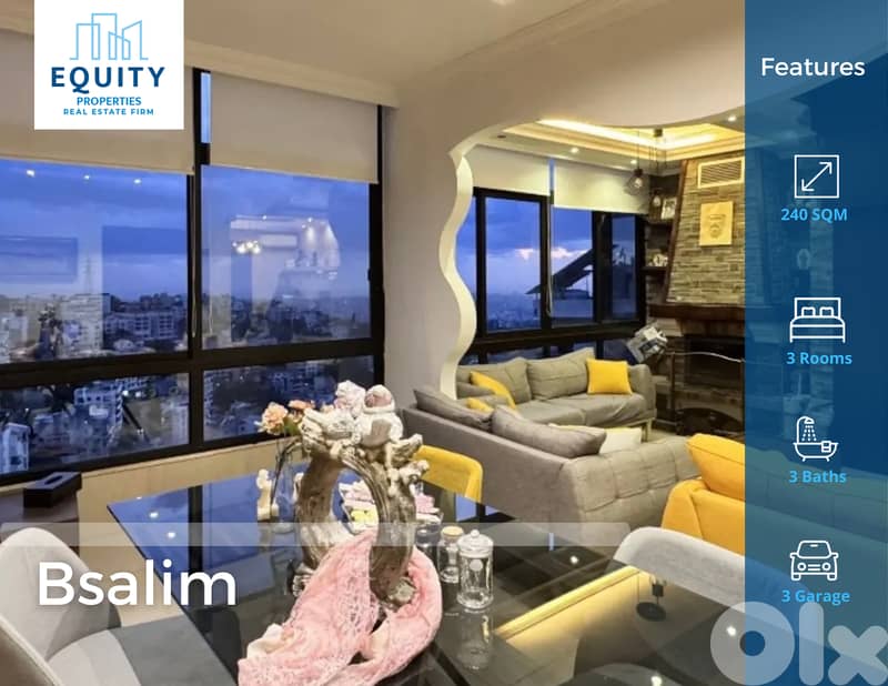 Furnished 240 SQM Apartment For Sale In Bsalim شقة للبيع #RH219050 0