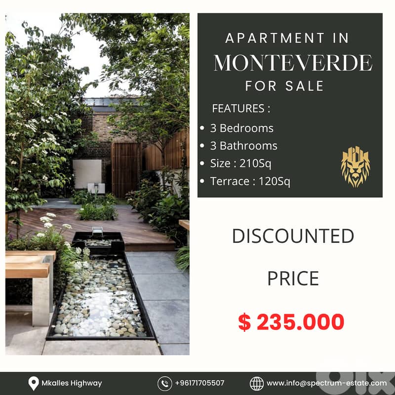 NEW BLDG APT IN MONTEVERDE PRIME WITH TERRACE&GARDEN (250SQ) MO-262 0