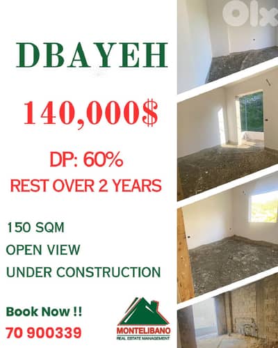 Under Construction 150 sqm Apartment For Sale in Dbayeh + Installment
