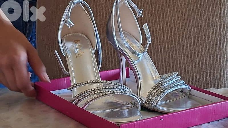 Belinda Silver heels 39 8