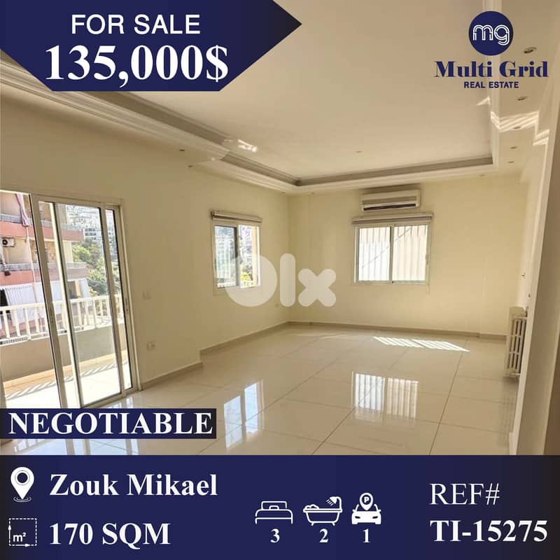 TI-15275 / Apartment for Sale in Zouk Mikael, شقة للبيع في زوق مكايل 0