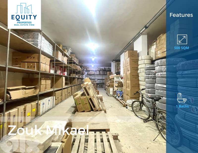 500 SQM Warehouse For Sale In Zouk Mikael Great Location #RK219426 0